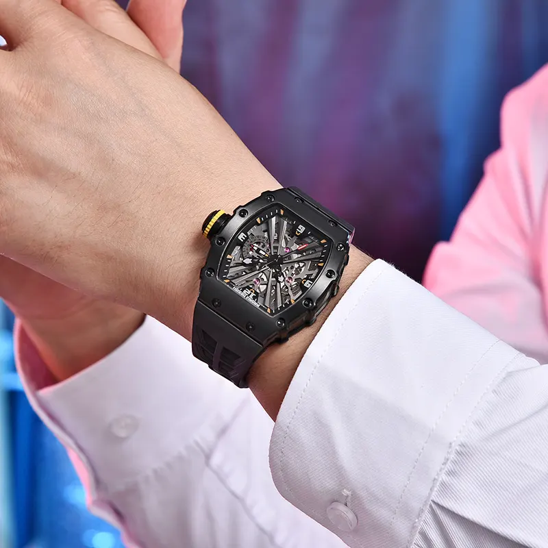 Pagani Design PD-1738 Black Skeleton Dial Black Strap Men's Watch